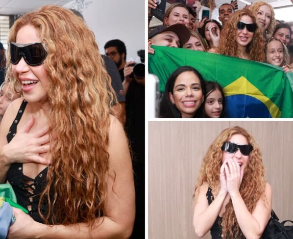 Shakira chega ao Brasil e posa com fãs