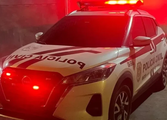 Viatura da PC no local do crime - (Foto: Reprodução/PC)